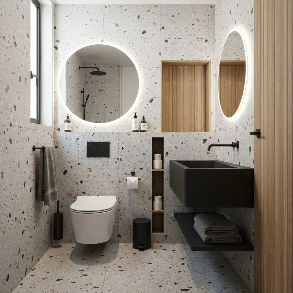 Minimalistiskt badrum med moderna detaljer – badrum i Sundsvall